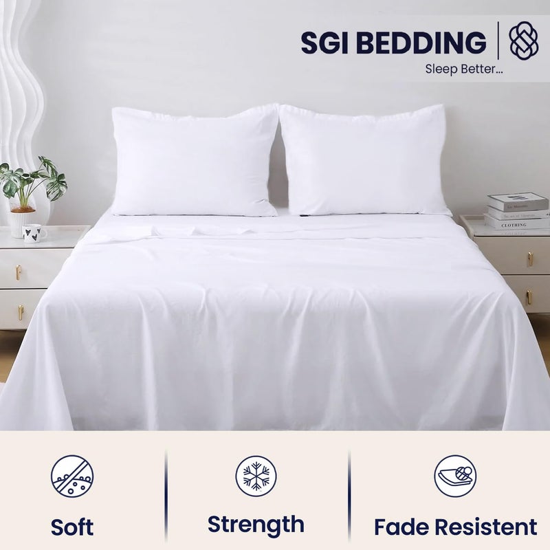 SGI bedding 100% Egyptian Cotton Sheets Twin Size â€“ 600 Thread Count Sheets Set, Soft, Cooling, 16" Deep Pocket, Luxury Hotel Bedding, Breathable, Durable - White - Image 3